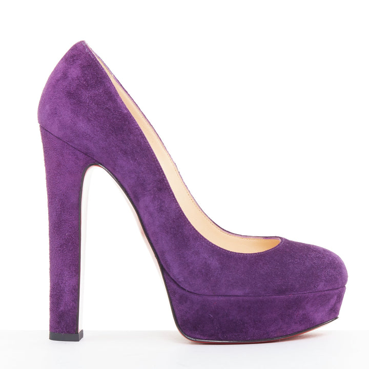 CHRISTIAN LOUBOUTIN Bibi 140 Veau Velours ultra violet suede platform pumps EU37