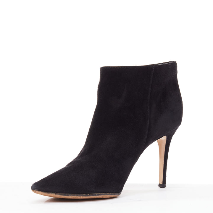 GIANVITO ROSSI Stilo black suede leather pointy toes ankle booties EU37.5