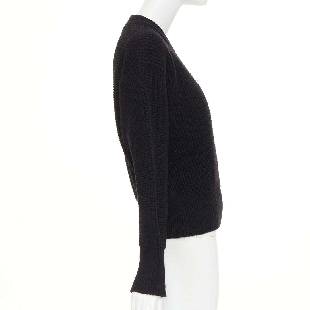 LOUIS VUITTON 2023 LV Street Sign leather wool cashmere waffle knit sweater XS