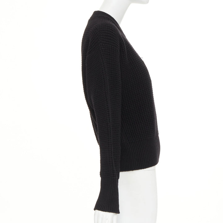 LOUIS VUITTON 2023 LV Street Sign leather wool cashmere waffle knit sweater XS