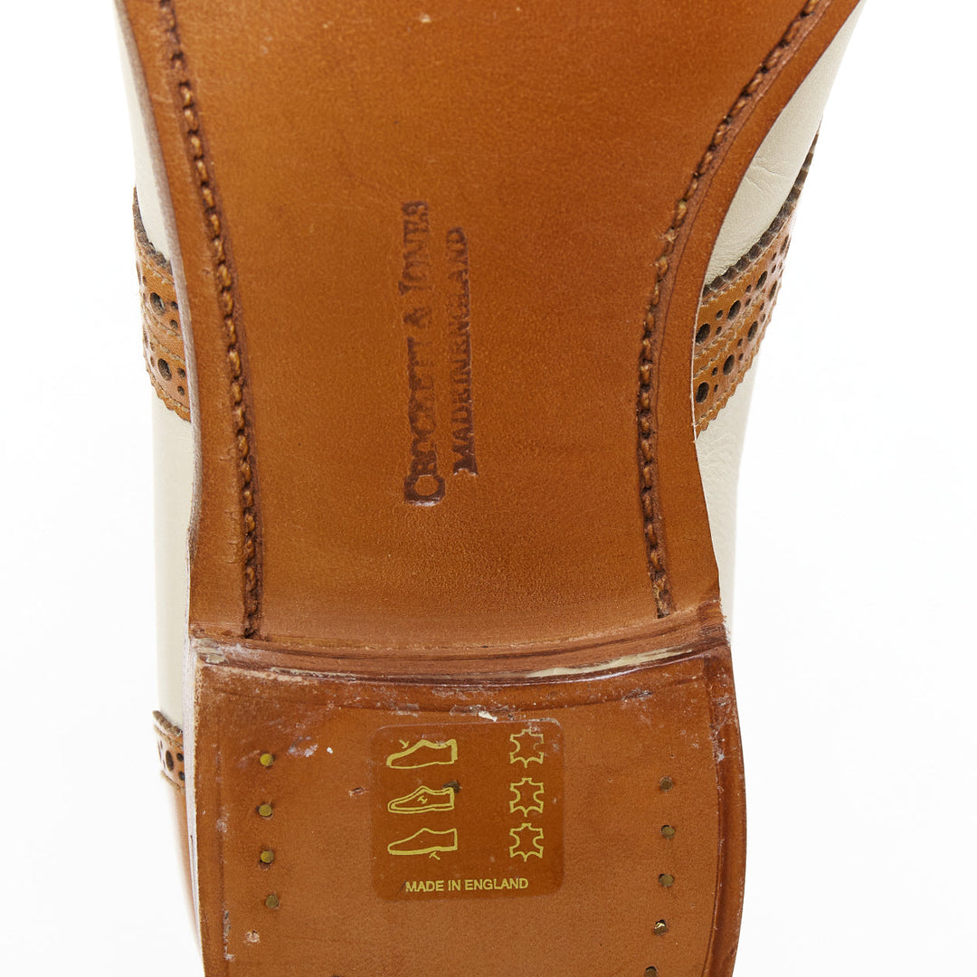 CROCKETT AND JONES Alice brown nude leather wingtip brogue oxford UK7 EU40
