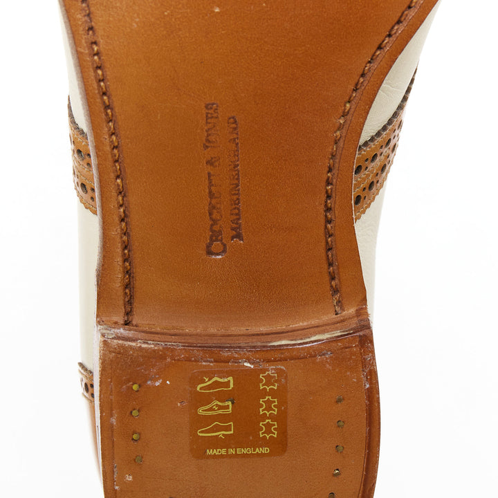 CROCKETT AND JONES Alice brown nude leather wingtip brogue oxford UK7 EU40
