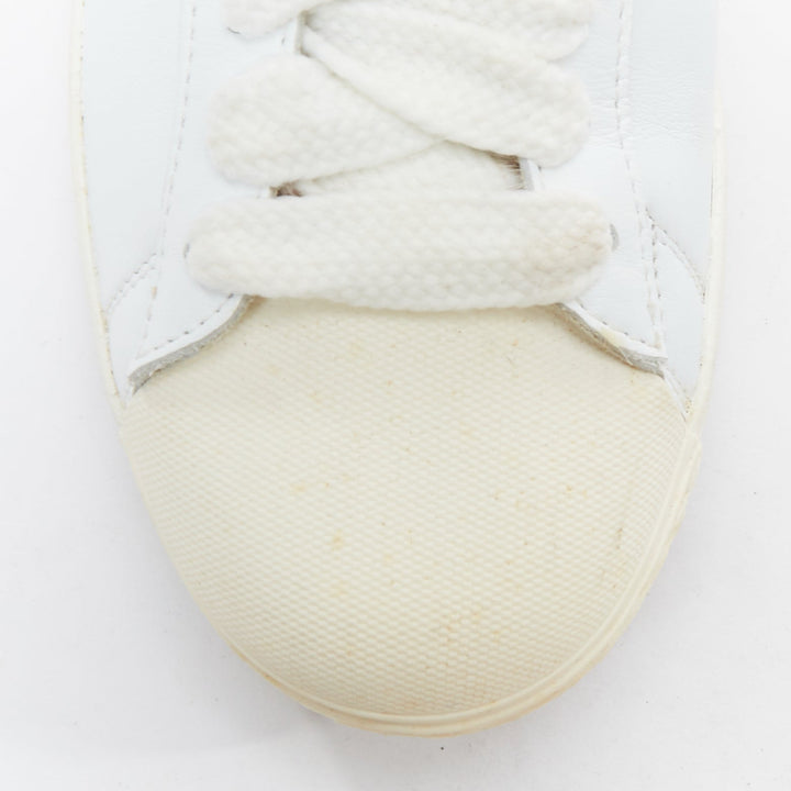 MONCLER Angeline brown fur trim white leather chunky sneakers EU37