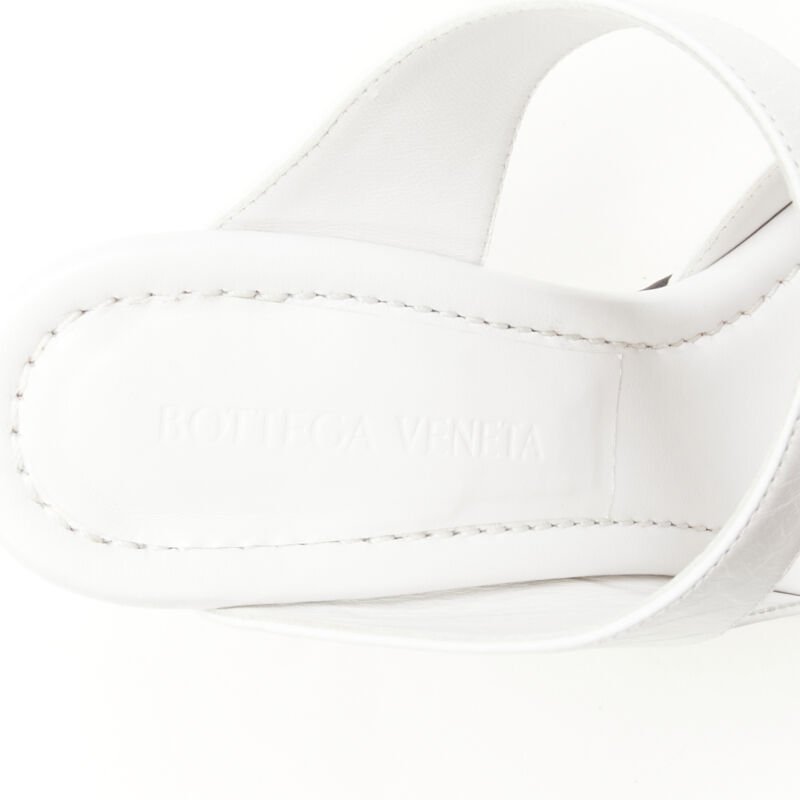 BOTTEGA VENETA Mule 90 optic white crunch lux leather square toe sandal EU36