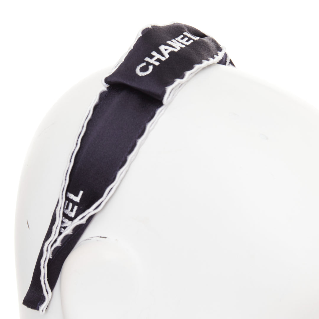 CHANEL 2023 black white CHANEL black white CC ribbon bow embellished alice hair