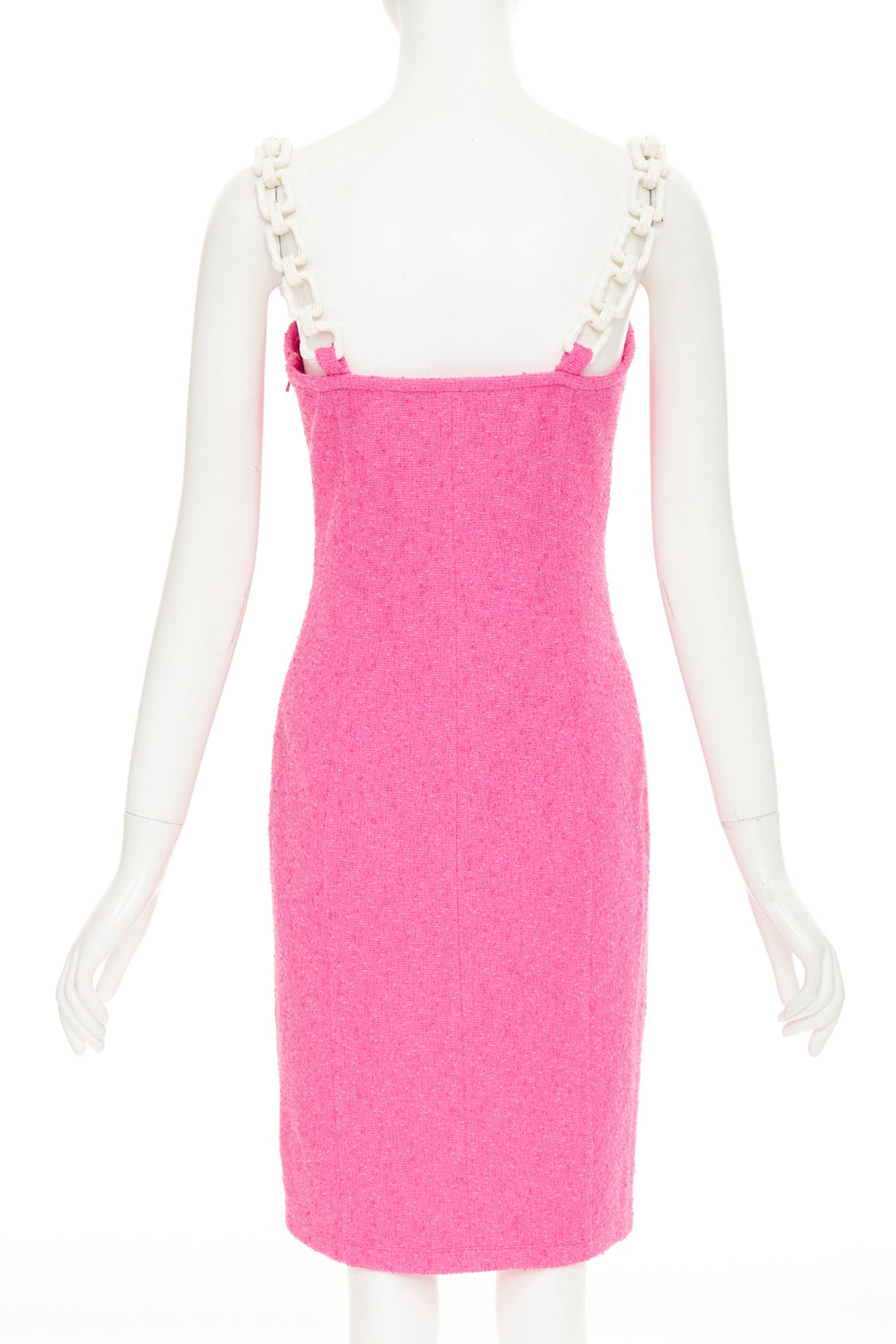 MOSCHINO Cheap and Chic Chunky Chain barbie pink boucle dress IT44 L