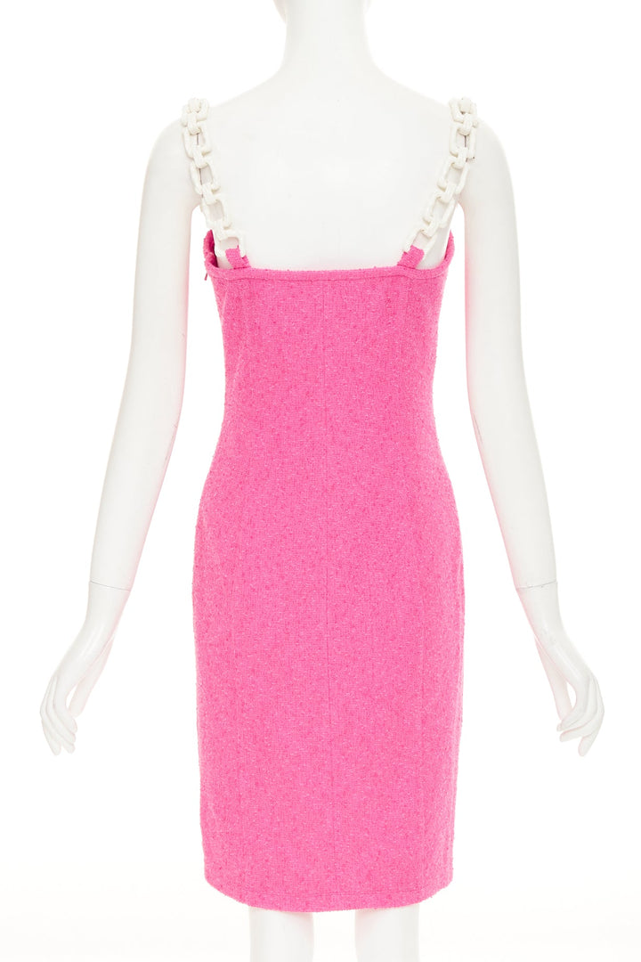 MOSCHINO Cheap and Chic Chunky Chain barbie pink boucle dress IT44 L