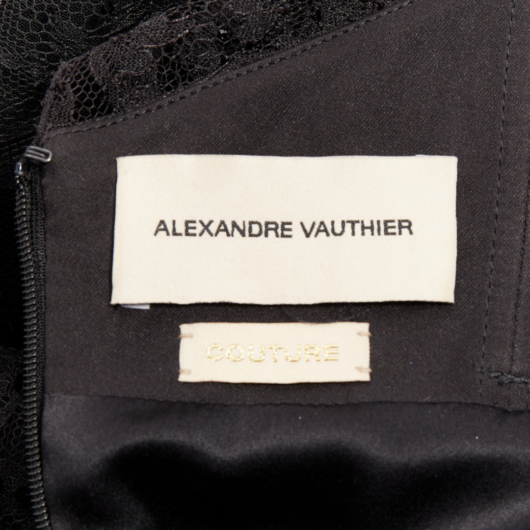 ALEXANDRE VAUTHIER COUTURE AW2019 Runway green rosette crystal lace dress