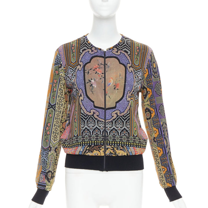 rare VIVIENNE TAM purple Dynasty chinoiserie dragon birds print bomber jacket