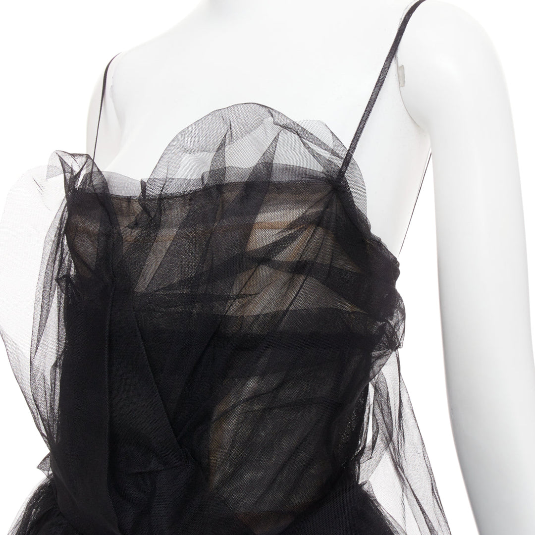 rare ALEXANDRE VAUTHIER COUTURE AW2017 Runway black sheer tulle flared dress