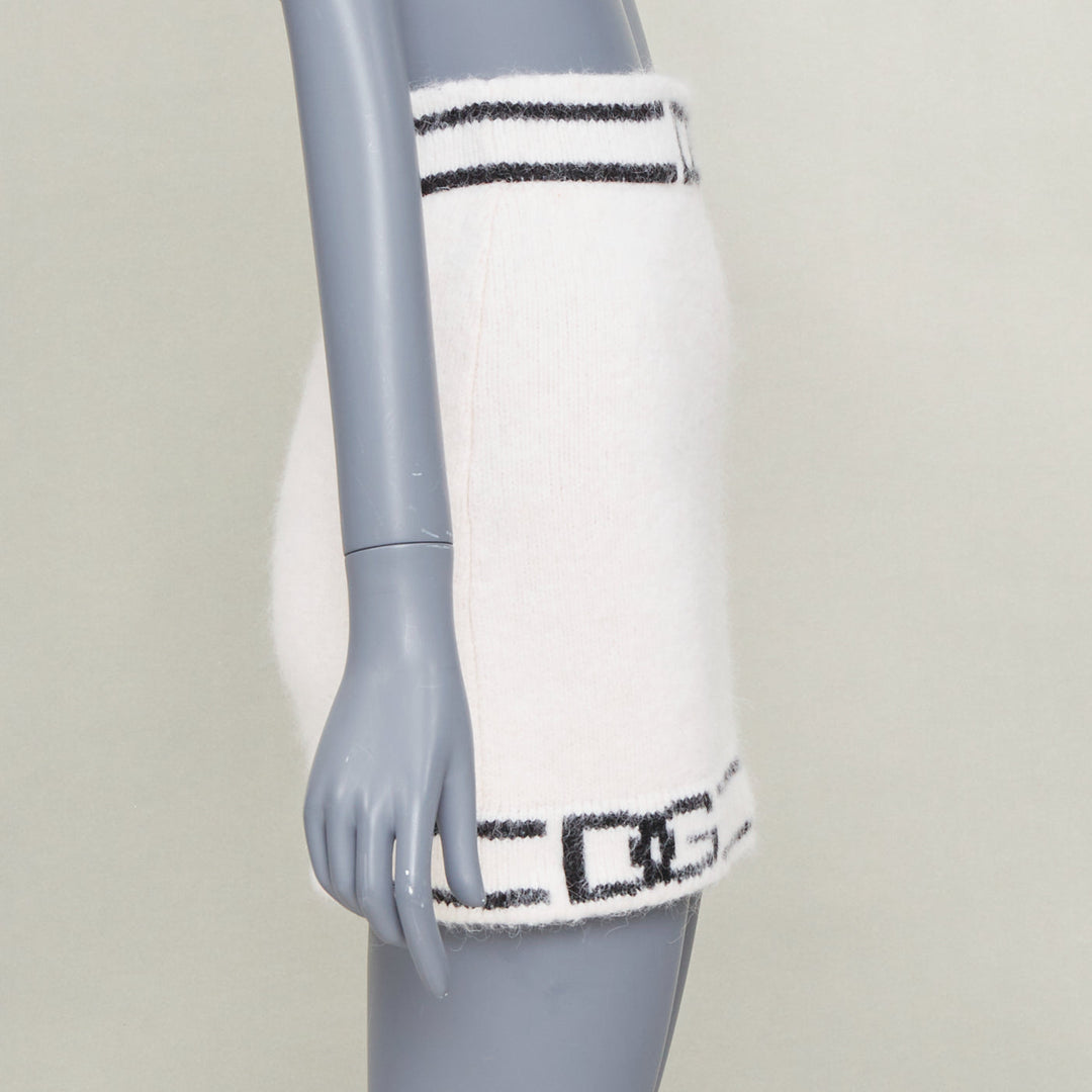 DOLCE GABBANA 2022 DG Knitted Skirt white alpaca cashmere logo skirt IT38 XXS