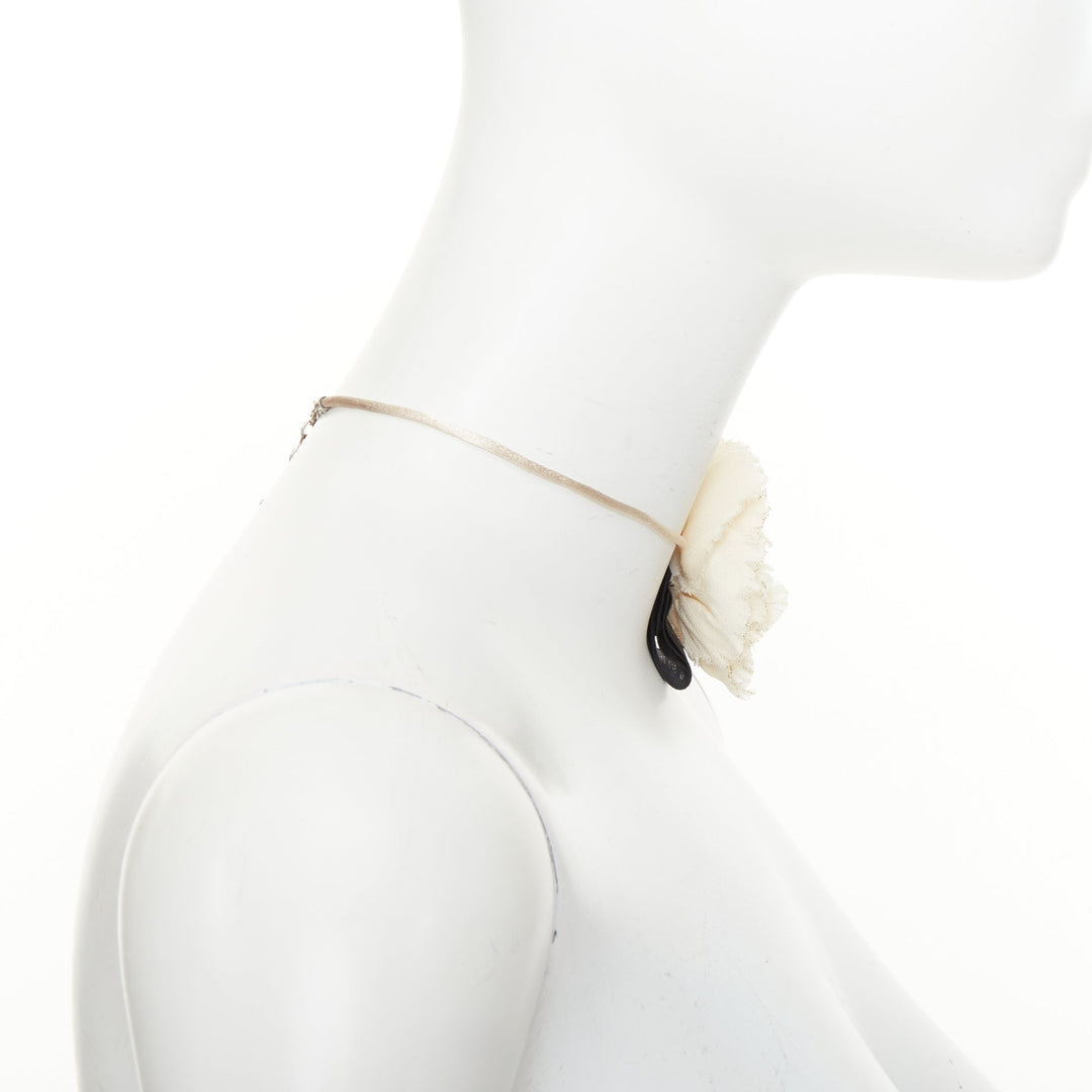 SAINT LAURENT Bridal Petite Fleur Carnation ivory frayed petal choker necklace