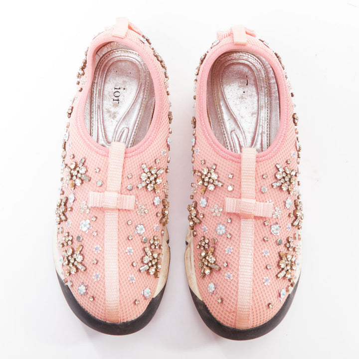 CHRISTIAN DIOR Raf Simons 2019 Fushion pink embellished dad sneakers EU35.5