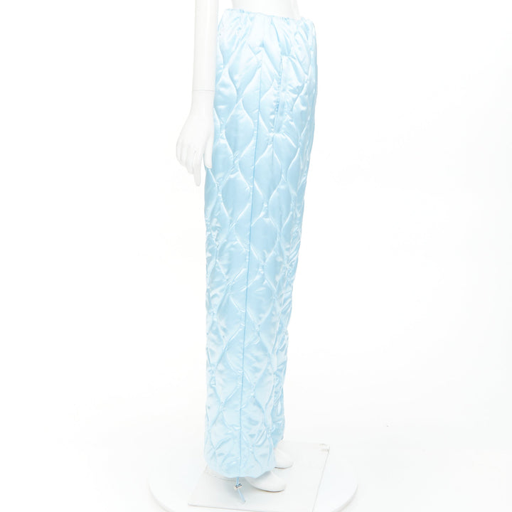 MIU MIU 2021 Runway Winter Pants sky blue quilted nylon wide pants IT38 XS