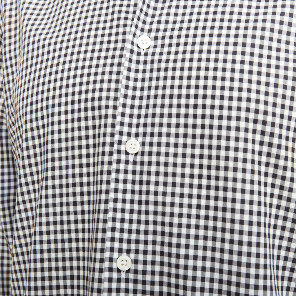 PRADA 2008 black white gingham check cotton long sleeve button shirt EU39 M