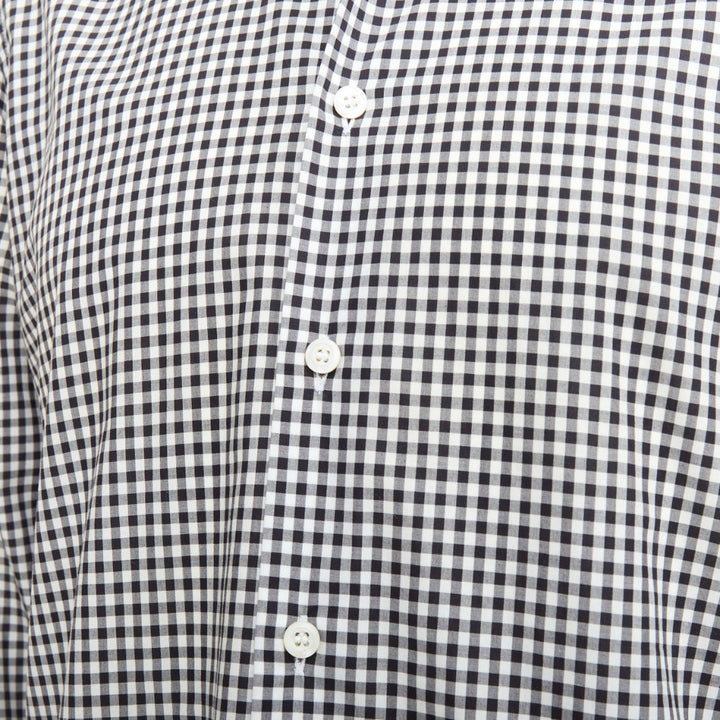PRADA 2008 black white gingham check cotton long sleeve button shirt EU39 M