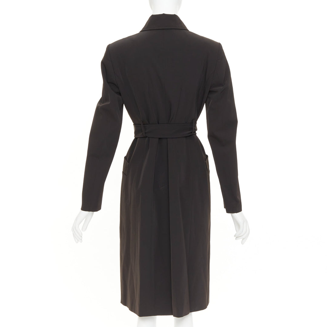 PRADA 1999 Vintage minimal technical single breasted belted trench coat IT42 M