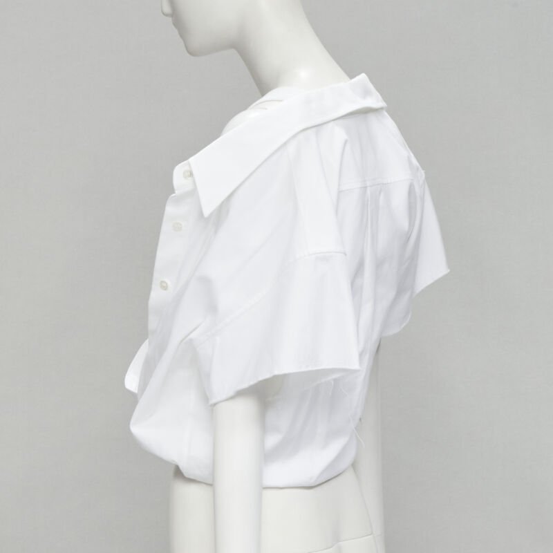 ALEXANDER WANG white illusion ribbed tank top wrap oversized shirt layered top S