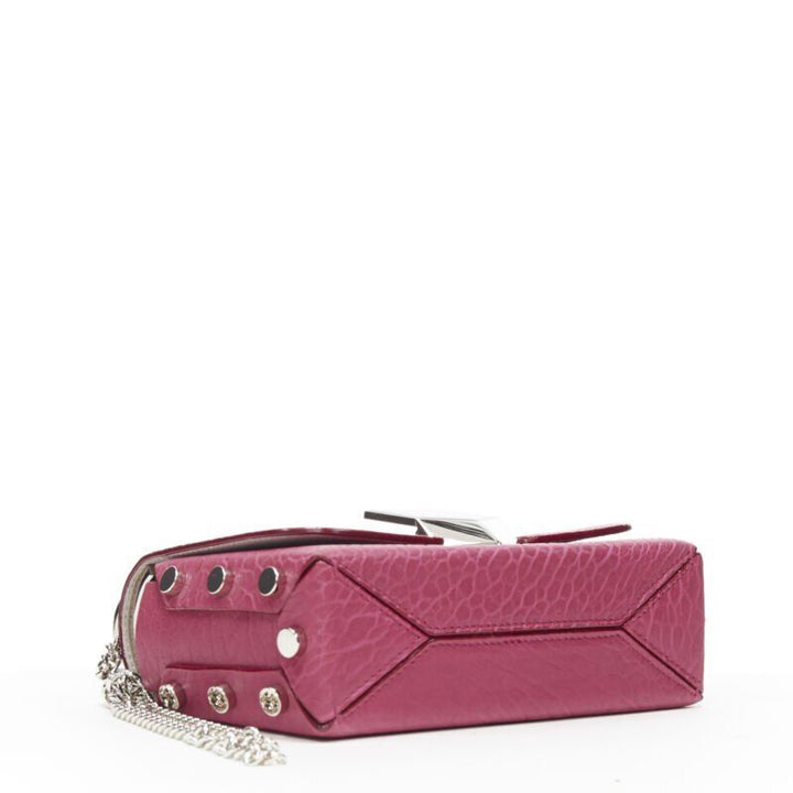 JIMMY CHOO Lockett Petite fuschia pink grainy leather buckle shoulder bag