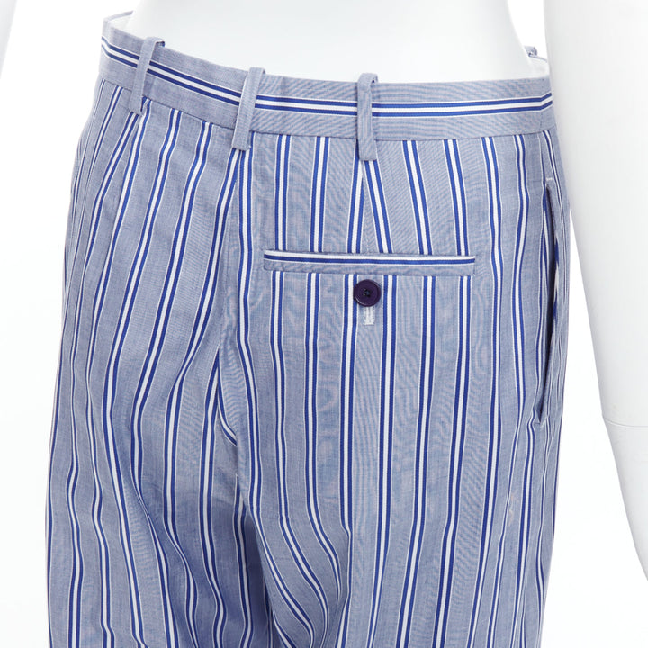 BALENCIAGA 2016 blue white striped cotton casual pajama pants FR34 XS