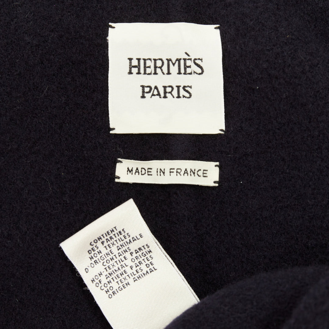 HERMES solid black double face pure cashmere single breasted outerwear FR34 XS