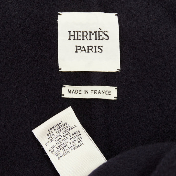 HERMES solid black double face pure cashmere single breasted outerwear FR34 XS