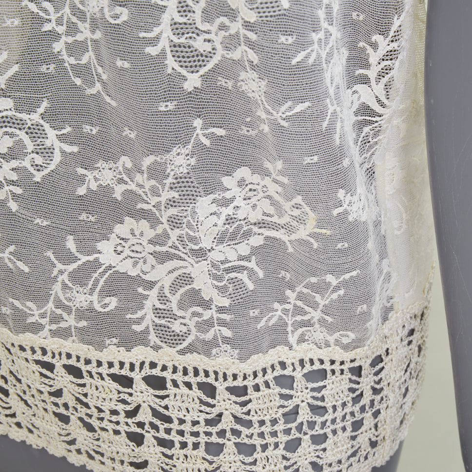 ADAM JONES 2000s floral openwork lace applique beige crochet knit tank M