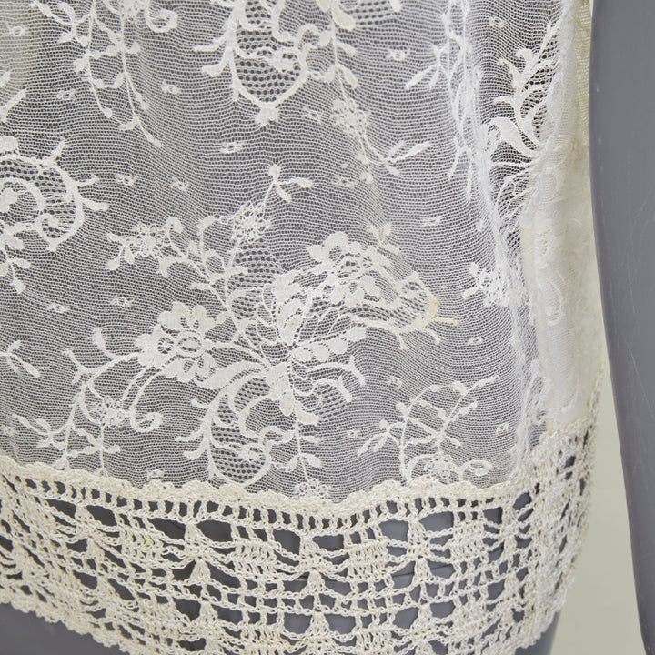 ADAM JONES 2000s floral openwork lace applique beige crochet knit tank M