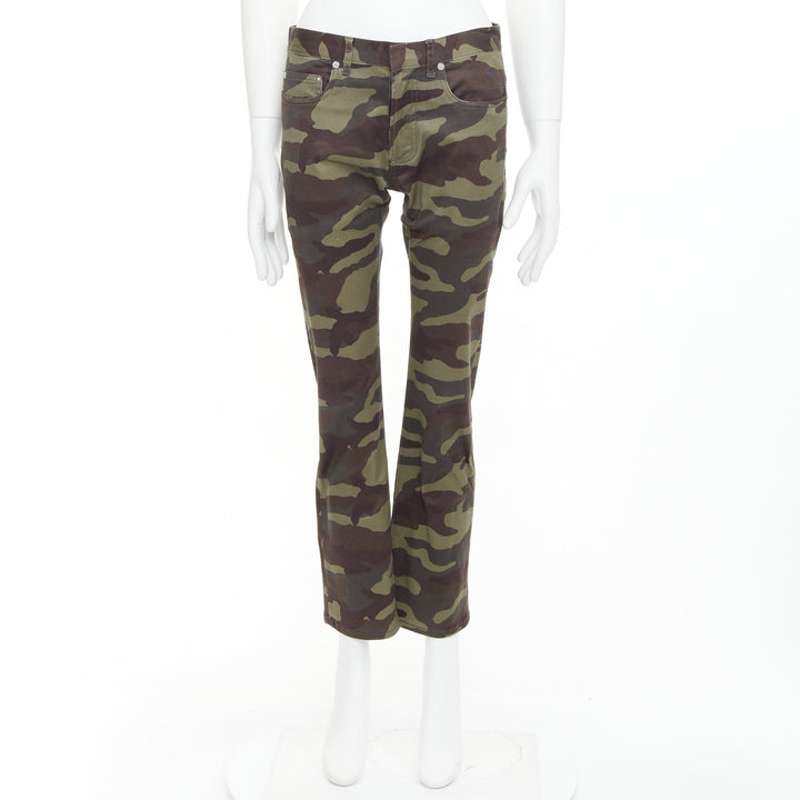 DIOR HOMME green Army Camouflage skinny denim cropped jeans 30"