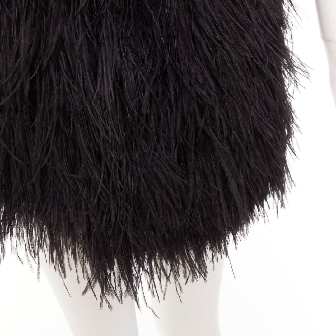 rare ALEXANDRE VAUTHIER COUTURE SS2022 Runway black red ostrich feather dress