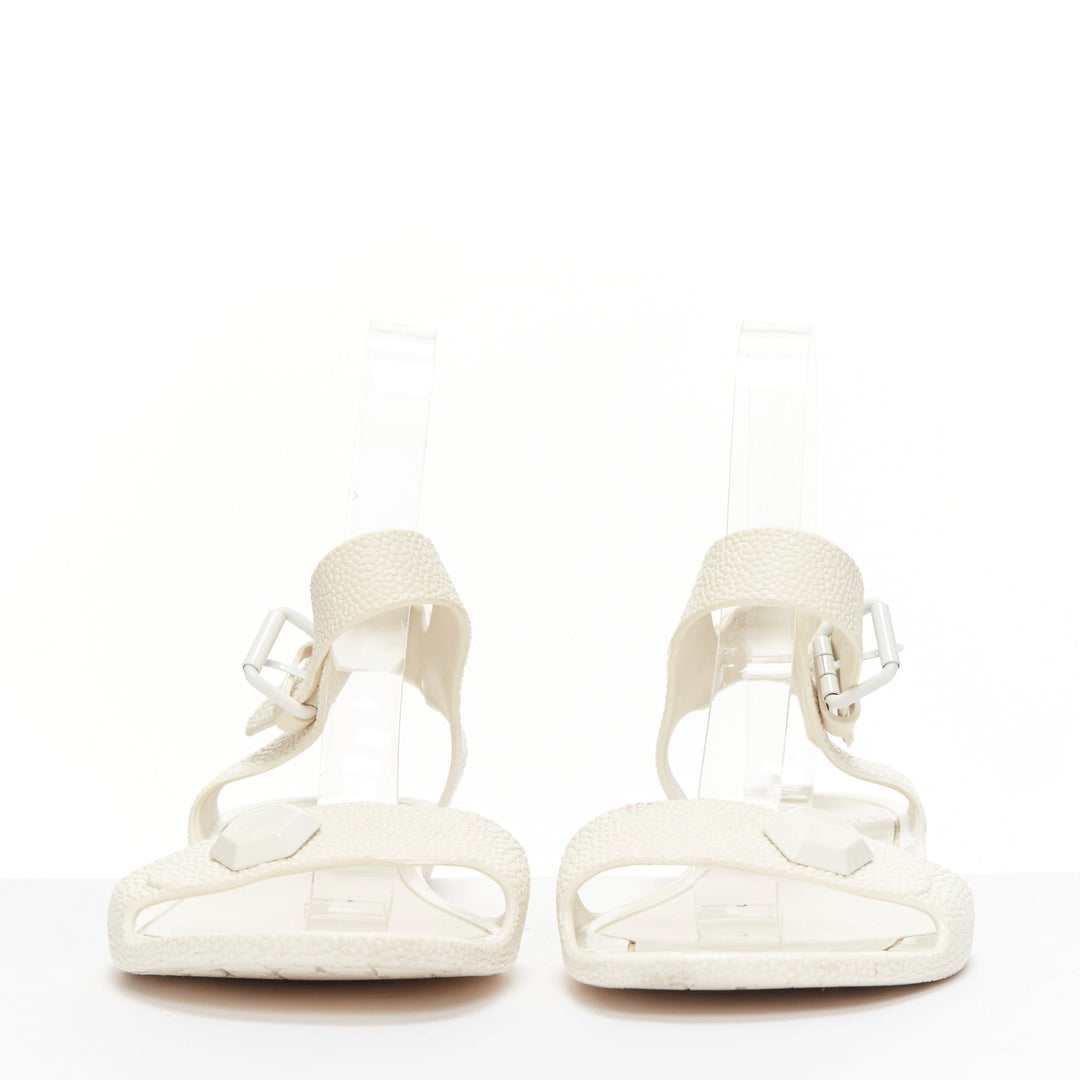 GIVENCHY white textured rubber hexagon stud flat jelly sandals EU41