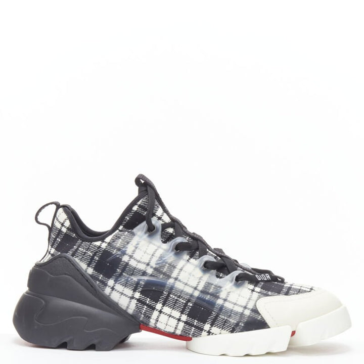 CHRISTIAN DIOR D Connect black white check chunky sole sneaker EU38 US8