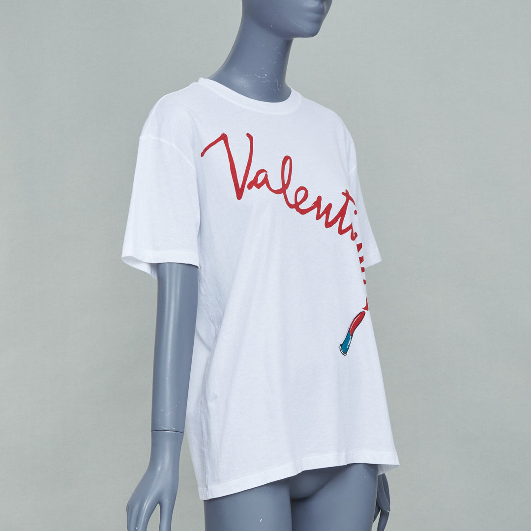 VALENTINO 2017 Zandra Rhodes lipstick graphic print script cotton tshirt XS