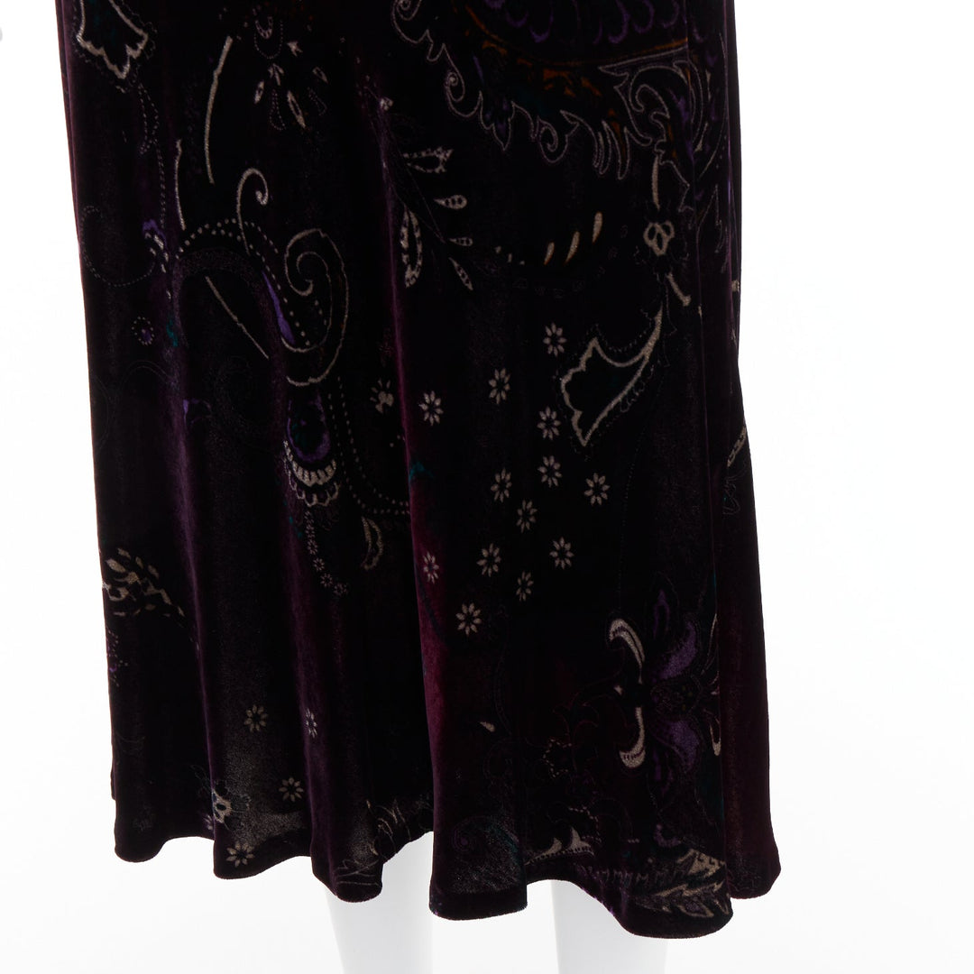 RALPH LAUREN Black Label Vintage dark purple velvet paisley floral dress US8 L