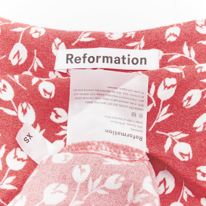 REFORMATION Marlowe pink white floral print high slit mini slip dress XS