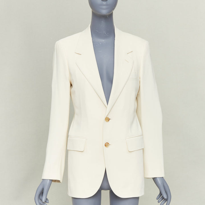 UMIT BENAN B+ off white wool blend handstitched blazer jacket IT38 XS
