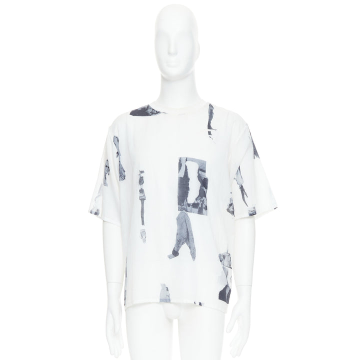 BLESS BERLIN  N31 white grey abstract portrait print boxy top S