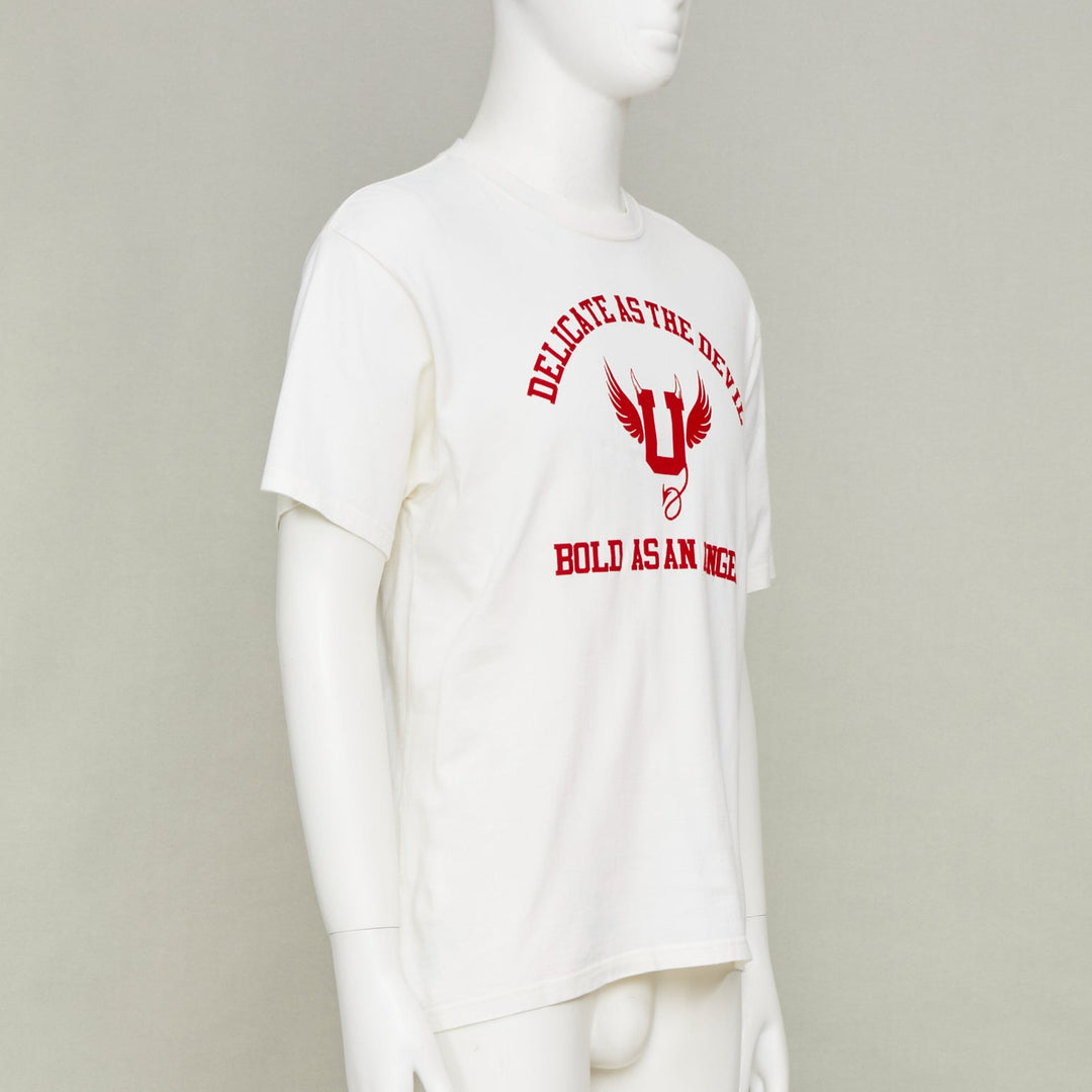 UNDERCOVER 2022 Devil Angel Delicate As The Devil Flocked white red top tshirt M