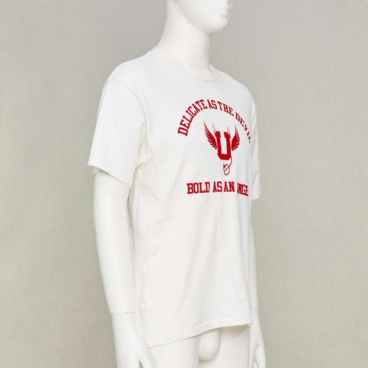 UNDERCOVER 2022 Devil Angel Delicate As The Devil Flocked white red top tshirt M