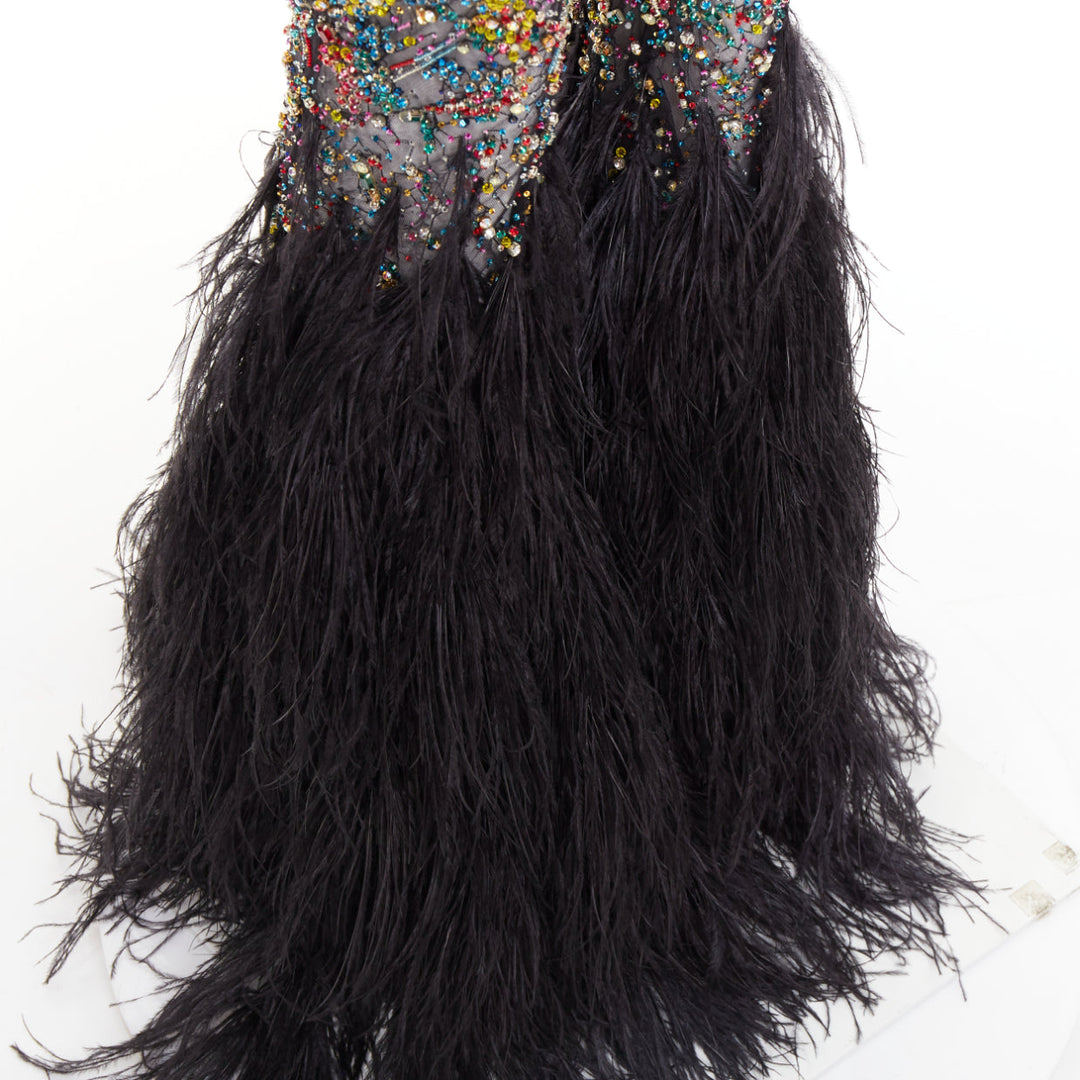 rare ALEXANDRE VAUTHIER COUTURE SS2021 Runway Lesage crystal feather flare pant