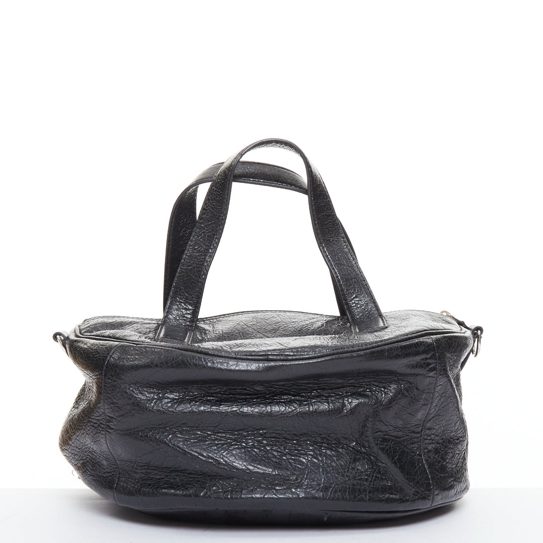 BALENCIAGA 2017 Arena Round Air S Hobo black leather cylinder crossbody bag