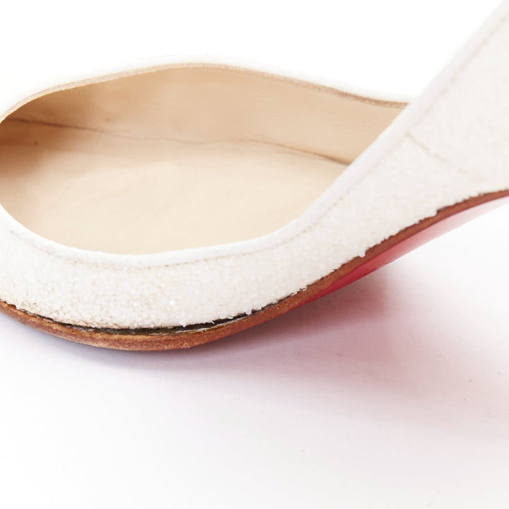 CHRISTIAN LOUBOUTIN pearl white course glitter pointy toes stiletto pumps EU37
