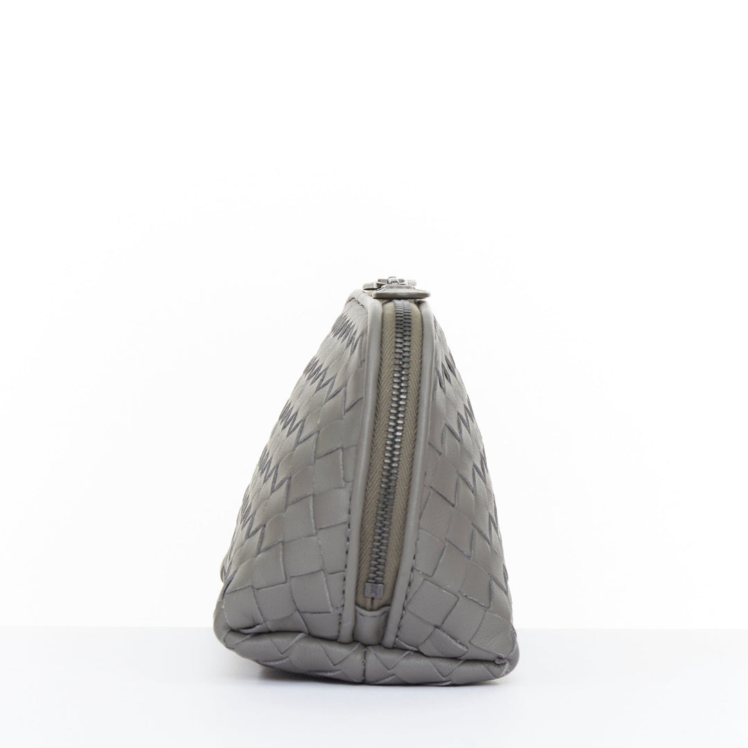 BOTTEGA VENETA Intrecciato leather grey travel vanity wash vanity cosmetic pouch