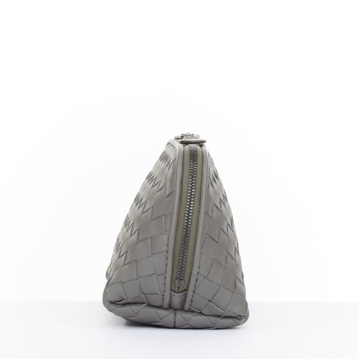 BOTTEGA VENETA Intrecciato leather grey travel vanity wash vanity cosmetic pouch