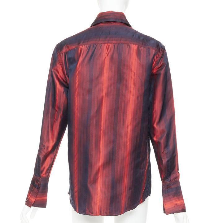 GUCCI 1997 Tom Ford Vintage orange black gradient striped shirt IT40 S