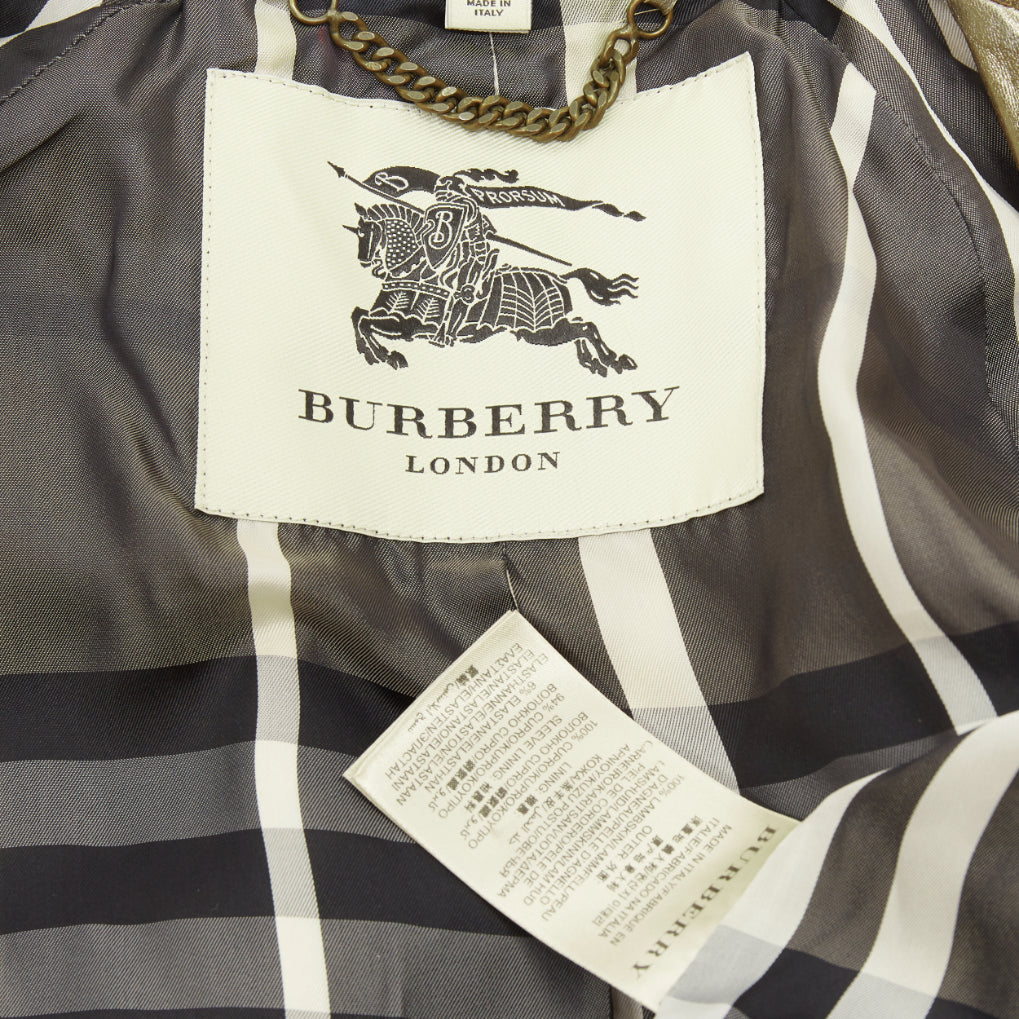rare BURBERRY 2013 Runway gold lambskin double breasted trench coat IT38 XS