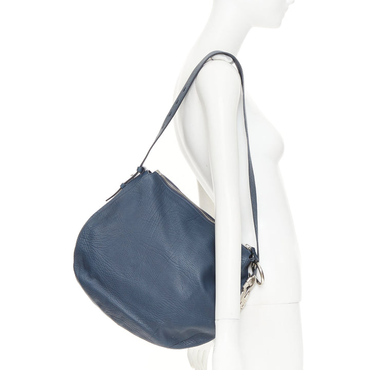 BURBERRY 2023 Knight Medium navy blue calfskin mechanical hardware shoulder bag