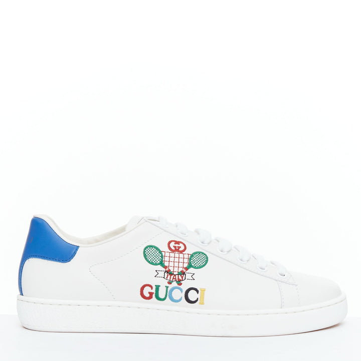 GUCCI Ace Tennis white embroidered logo low top sneakers EU37