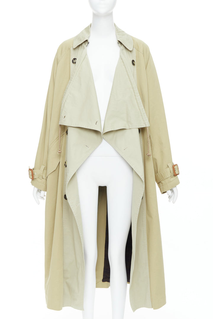 ISABEL MARANT 2023 Runway Ebani beige tone cotton drawstring trench coat FR34 XS