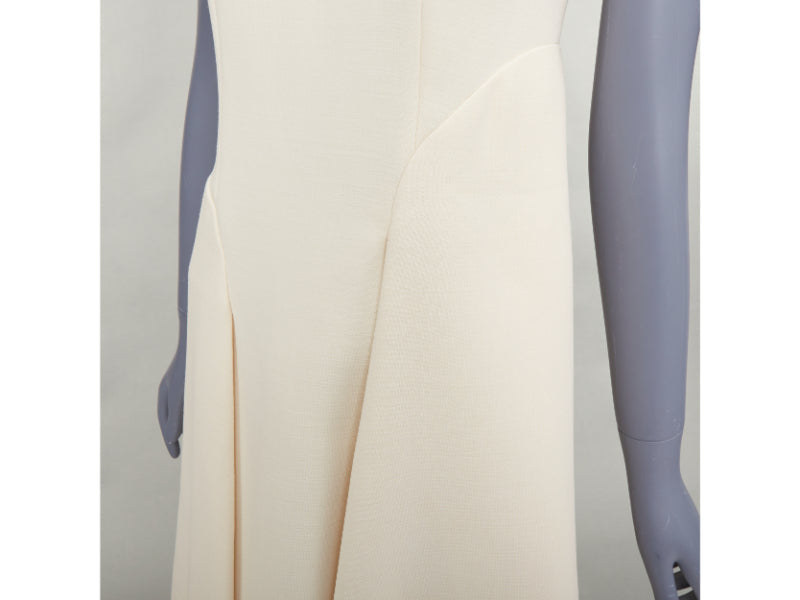 MARNI cream wool curved hip seam pleated crew knee shift dress IT38 XS